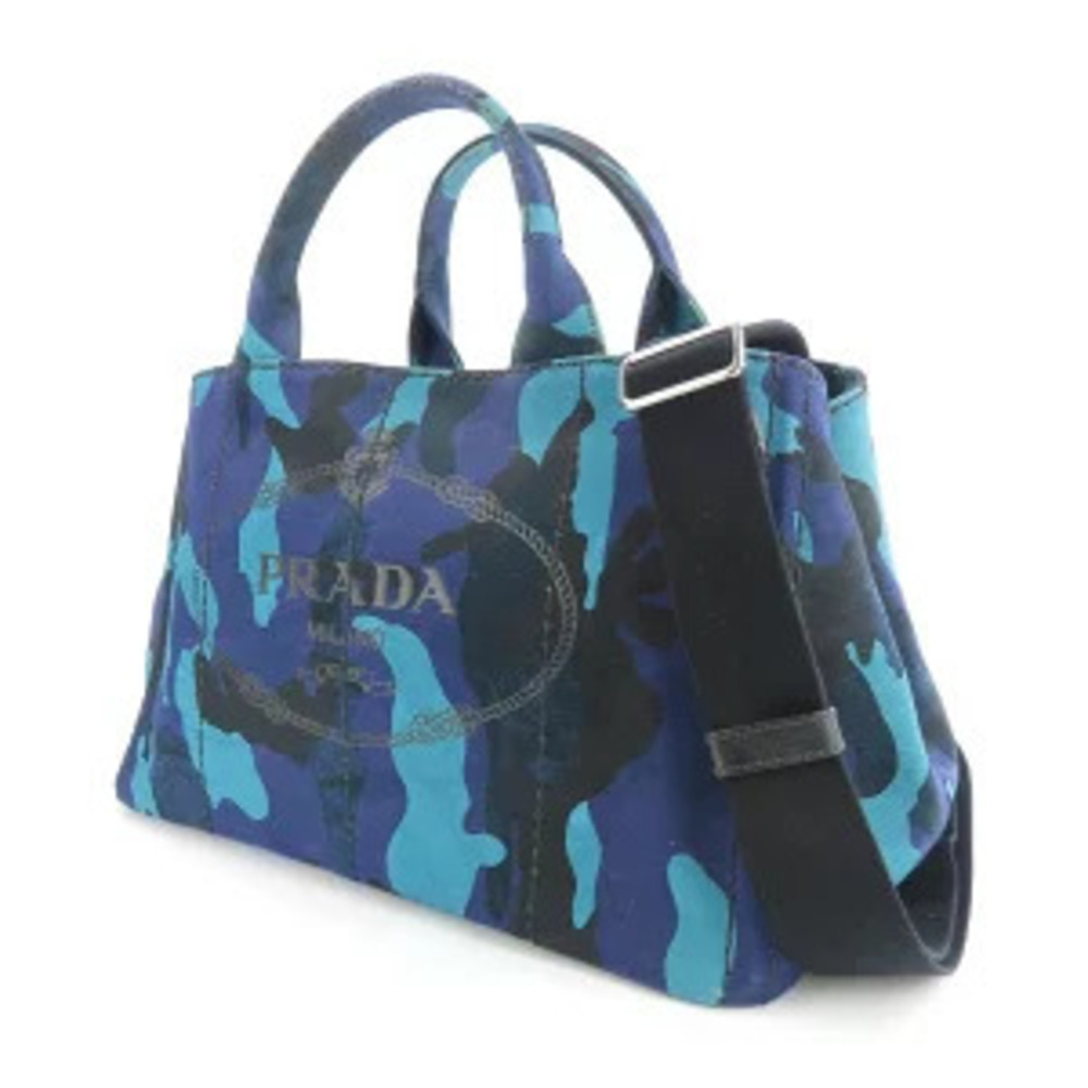 Prada Blue Canvas Shoulder Canapa Camouflage Royal Handbag Bag